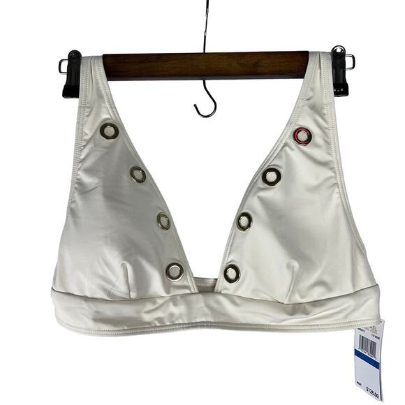 Michael Kors Women's Halter Top Grommet-Detail Bikini Set In Bone SZ XL New - Picture 1 of 11